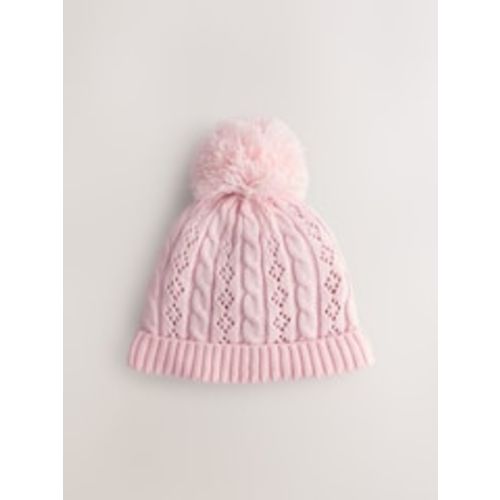 Buy Pink Pointelle Cable Knitted Pom Hat from Next USA