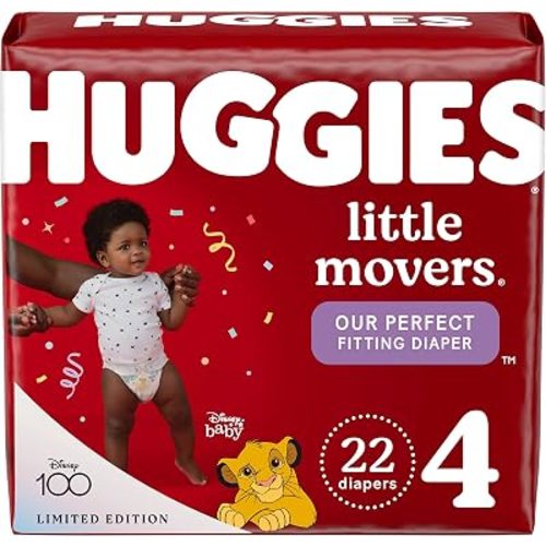 Huggies Size 4 Diapers, Little Movers Baby Diapers, Size 4 (22-37 lbs), 22 Count, Packaging May Vary