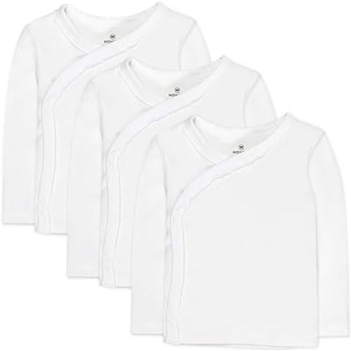HonestBaby 3-pack Long Sleeve Side-snap Kimono Tops 100% Organic Cotton for Newborn Baby for Infant Boys, Girls, Unisex