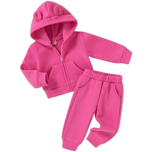 Happy Town Baby Clothes for Girls Boys Clothes Solid Color Zipper Hoodie and Pants Set Infant Fall Winter Outfits