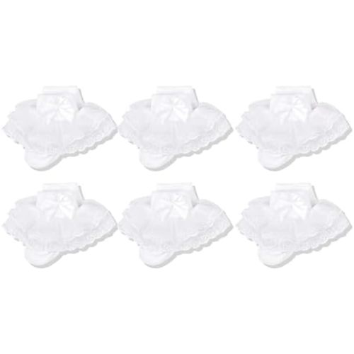CozyWay Toddler Socks Lace Ruffle Baby Girl Socks Frilly Eyelet Trim Ankle Dress 6 Pack