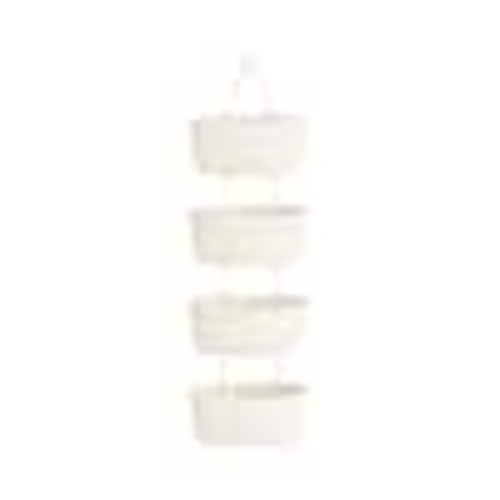 Dracelo White 14.4 in. x 51 in. Cotton Over-the-Door 4-Tier Woven Boho Hanging Storage Decorative Basket with Hooks JY20946
