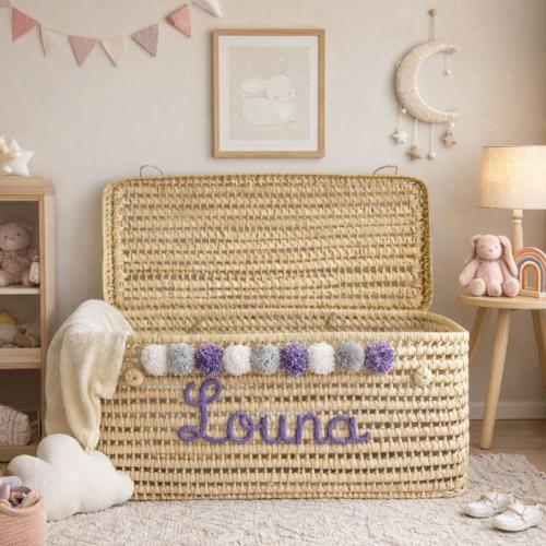 Personalized Palm Leaf Toy Chest – Custom Baby Gift Trunk (80cm)