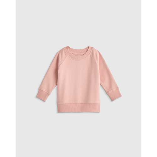 Organic Cotton French Terry Crew Neck Sweatshirt - Baby in Pink Rose
