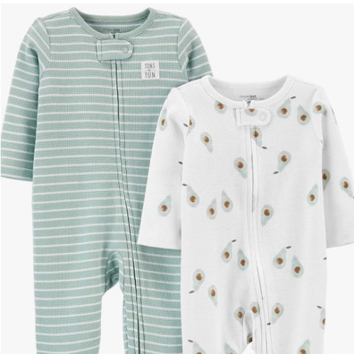 Simple Joys by Carter's Unisex Baby 2-way Zip Thermal Footed Sleep and Play, Pack of 2