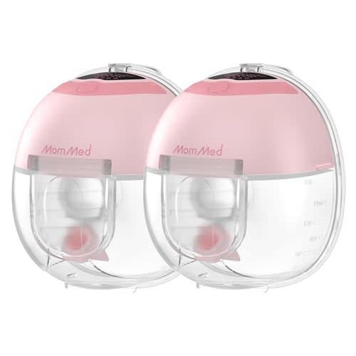 MomMed S33 Wearable Breast Pump, Hands Free Double Electric, 6oz, BPA Free | Ultra Quiet 45dB In-Bra Pump, Night Light, One Tap Pause, Leak-Proof, 4 Modes 9 Levels, 17/19/21mm Flange Inserts for Travel