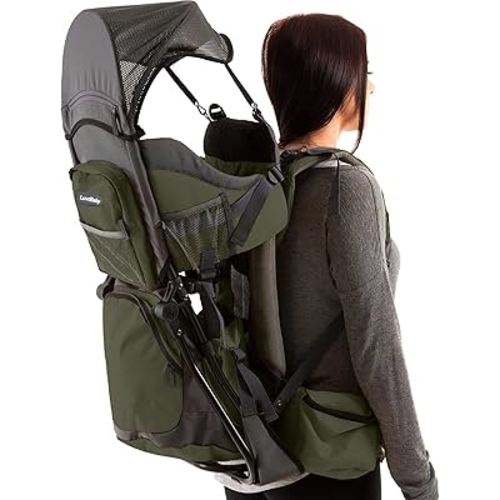 Hiking Baby Carrier Backpack - Comfortable Toddler/Baby Backpack Carrier System with Diaper Change Pad, Insulated Pocket + Rain and Sun Hood to Protect Your Child