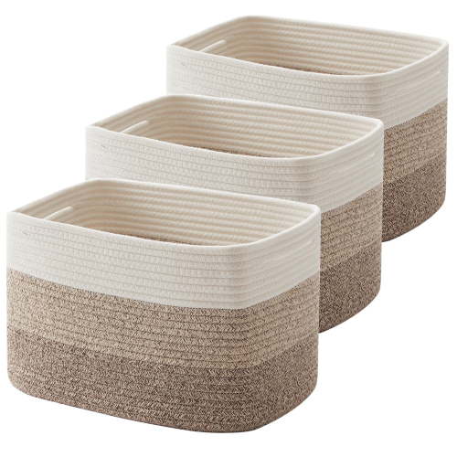 CHERISHGARD Storage Basket, Laundry Basket 3 Pieces, Woven Baskets for Storage for Toys, Towel