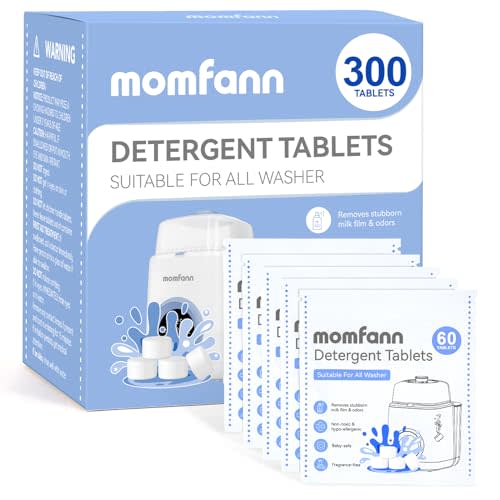 MOMFANN 300 Professional Clean Detergent Tablets for All Baby Bottle Washer | Deep Cleaning, 300 Pcs