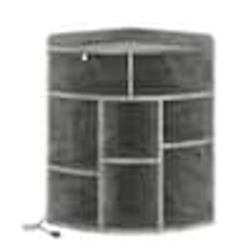 VECELO Gray Corner Cabinet with Charging Station, 3-Tier Cube Storage, USB Ports and Outlets, Triangle Bookcase with 8 Cubbies THD-CS15-GRY-UP