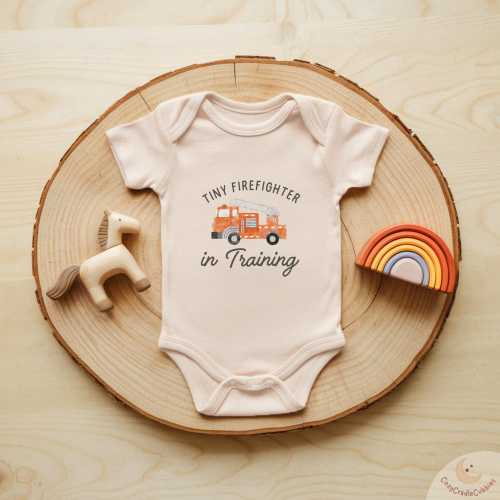 Tiny Firefighter In Training Baby Onesie® Brand Cute Fire Truck Bodysuit Funny Baby Outfit Adorable Baby Gift For Firefighter Family