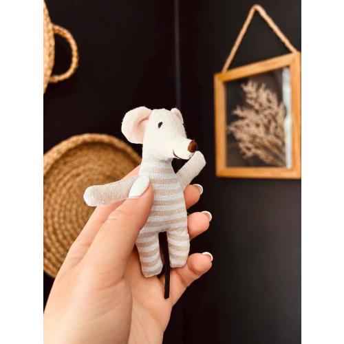 Handmade linen plush dollhouse baby mouse!