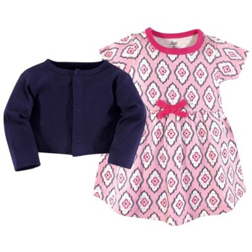 Luvable Friends Touched by Nature Dress and Blouse 2pc, Pink Trellis, 3-6M