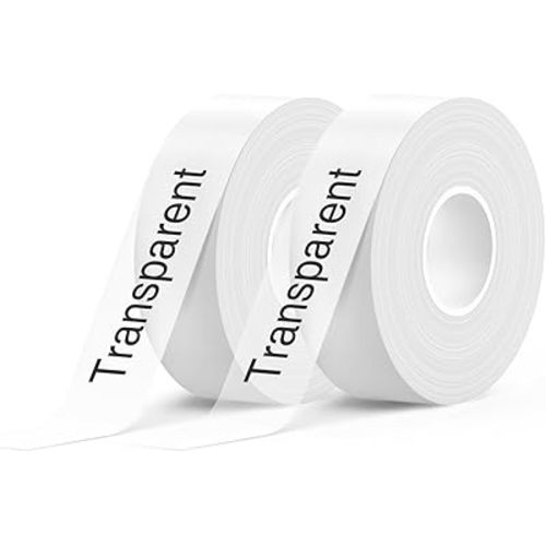SUPVAN E-Series Continuous Label, 2 Packs, 0.59'' W × 19.7' L, Transparent
