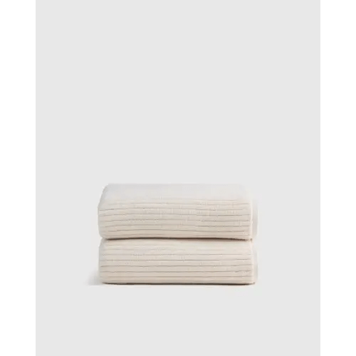 Ribbed Organic Turkish Cotton Bath Towel (Set of 2) in Bone