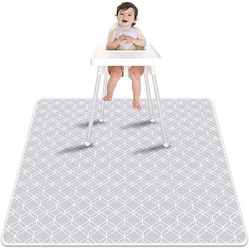 Paw Legend Washable Highchair Splat Floor Mat- Anti-Slip Silicone Spot Splash Mess Mat(53'' X 53'')-Food Catcher Art Craft Leak Proof Mat,Diamond
