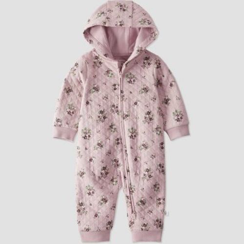 Little Planet By Carter's Organic️ Baby Girls' Floral Quilted Zip Pram Coveralls - Pink 6m