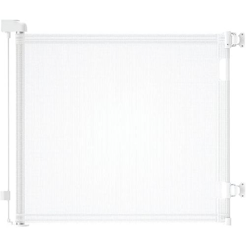 dearlomum Retractable Baby Gate,Mesh Baby Gate or Mesh Dog Gate,33" Tall,Extends up to 55" Wide,Child Safety Gate for Doorways, Stairs, Hallways, Indoor/Outdoor（White,33"x55")