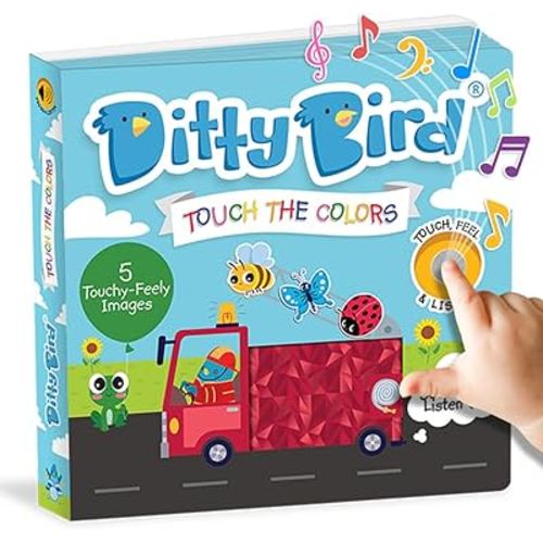 DITTY BIRD Touch & Feel Colors Edition Musical Books | Fun Montessori Toys & Learning Resources | Sensory Toys for Kids | Interactive Toddler Books for 1 Year Old to 3 Year Olds | Sturdy Baby Book
