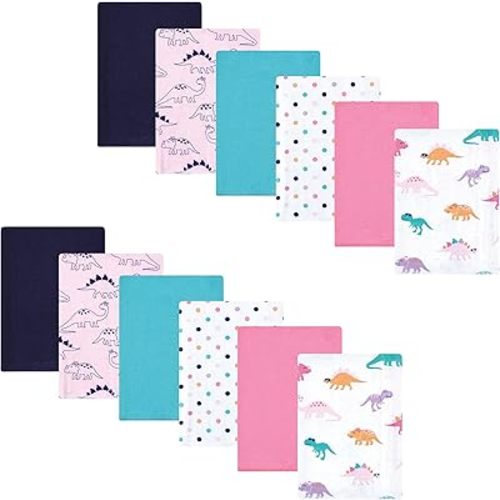 Hudson Baby Unisex Baby Cotton Flannel Burp Cloths Bundle, Cuteasaurus, One Size