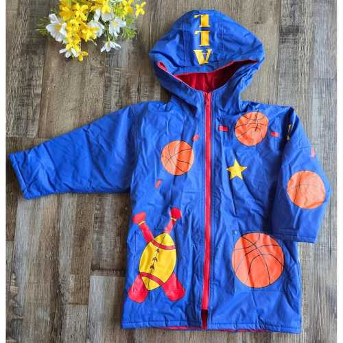 Vintage Colorblock Driplets 3T Blue Sports Raincoat Jacket Hooded Retro 90s