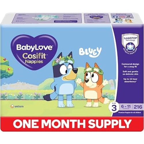 BabyLove Cosifit Nappies Size 3, 216 Count, 6–11 kg Value Pack