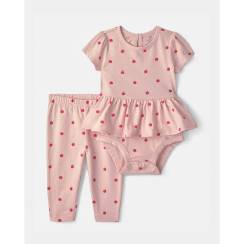 Baby Girl 2-Piece Apple Bodysuit & Pant Set - Pink | Carter's