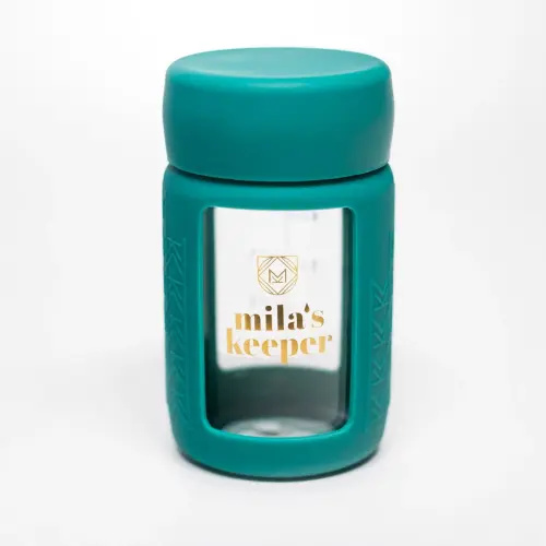 One Bottle. Three Jobs. | Glass Breast Milk Bottles (Set of 2) | Mila's Keeper - Tropical Green - Wide