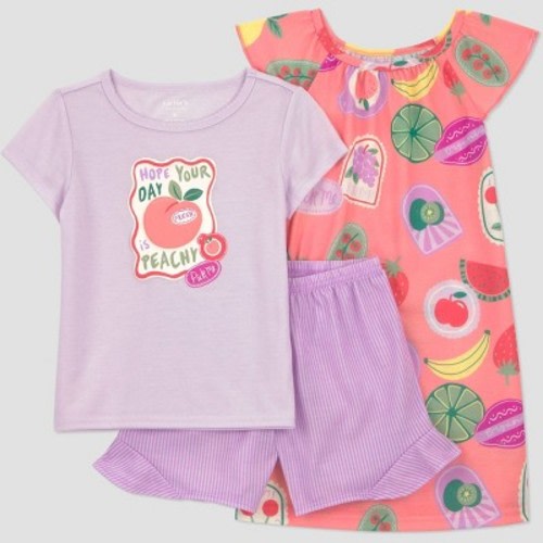 Carter's Just One You® Toddler Girls' Fruit Pajama Set with Gown 3pc - Pink 2T