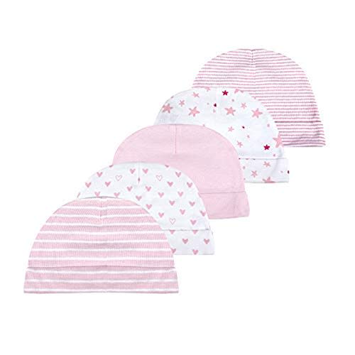 Chamie Newborn Baby Soft Cotton Organic Cap and Mitten Set Sunny Hatsfor Hospital Baby Boy and Girl(0-6 Months)