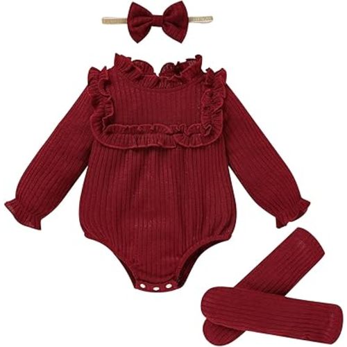 GRNSHTS Newborn Baby Girl Clothes Ruffle Rompers Toddler Fall Outfits for Girls Set Little Girl Fall Winter Clothing