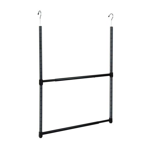 Oceanstar 2-Tier Portable Adjustable Modern Metal Closet Hanger Rod in Black