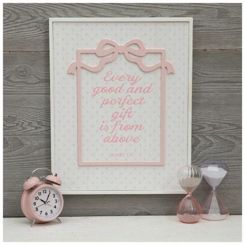 James 1:14 Pink Bow Wood Wall Decor