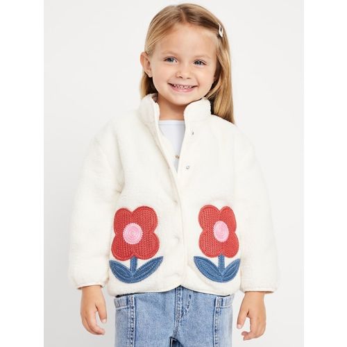 Sherpa Applique Pocket Jacket for Toddler Girls