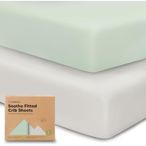KeaBabies 2pk Organic Cotton Crib Sheets for Boys Girls 52x28, Sage