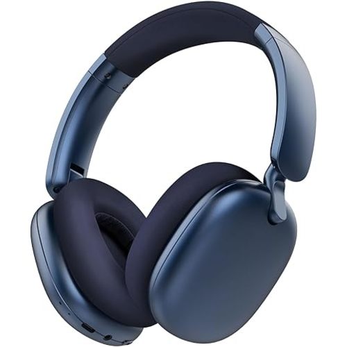 RORSOU C6 Active Noise Cancelling Headphones, Wireless Over Ear Bluetooth Headphones, 60H Playtime, Lightweight Folding Deep Bass Comfort Fit Ear Cups Headset with Mic for iPad/Travel/PC/Home Blue