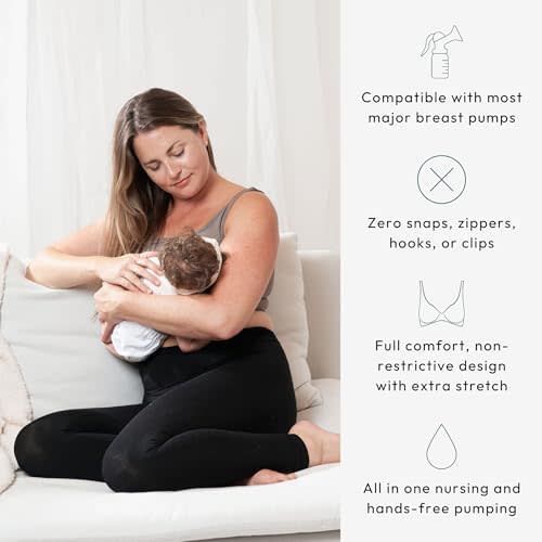 Larken Hands Free Pumping Bra for Breastfeeding | Breast Pump - Maternity Bras for Pregnancy, Pumping & Nursing Bra in One
