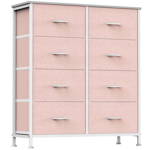edx 8 Drawers Fabric Dresser for Bedroom, Drawer Organizer Storage Cabinet for Closet, Clothes, TV Stand, Pink