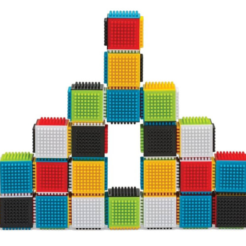 Infantino Press & Stay Sensory Blocks for Babies Age Grade 12m+, 24-Piece Set, Multicolor