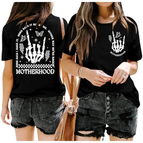Overstimulated Moms Club Shirt for Women: Mama Shirts Funny Mom Life Graphic T-Shirts Retro Short Sleeve Trendy Tops