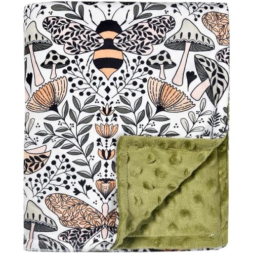Baby Blanket, Soft Minky Warm Blanket for Boy or Girl, Receiving Blanket with Double Layer Dotted Backing for Newborns Nursery Stroller Toddlers Crib Bedding (30 x 40 Inch) Sunflower (Bees)