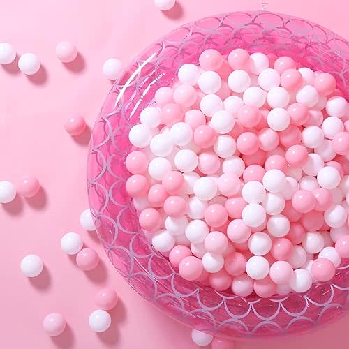 GOGOSO Ball Pit Balls for Toddlers Kids Plastic Balls for Ball-Pit Playpen Pool Baby Play Pastel BPA-Free Non Toxic Play Pastel Crush Proof Bal Pink Light Pink White 200pcs