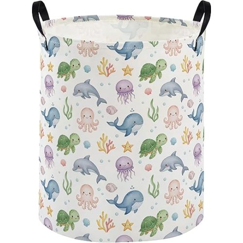 Kids Laundry Basket Ocean Hamper for Nursery Boys Hamper Cute Kids Storage Bin Organizer Room Decor for Home(Ocean)