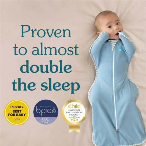 Love to Dream Swaddle Up Baby Sleep Sack, Arms Up Design, Sleep Nearly 2x Longer, Twin Zipper, Cotton, Medium 13-19 lbs, 1.0 TOG, Dusty Blue