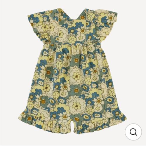 ruffle strap shortie | 60s floral | organic cotton interlock
