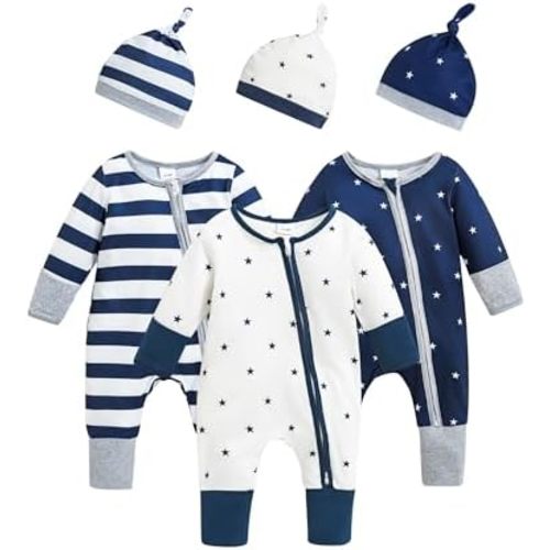 Renotemy Newborn Baby Boy Girl Clothes Unisex Jumpsuits Coming Home Outfit Gifts 2 Way Zipper Romper for Boy Newborn-12M