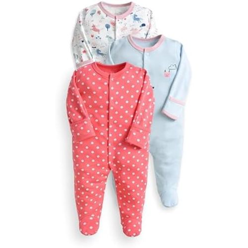 Baby Footie Bodysuits with Mittens - 3 Pack Infant Girls Boys Footie Rompers