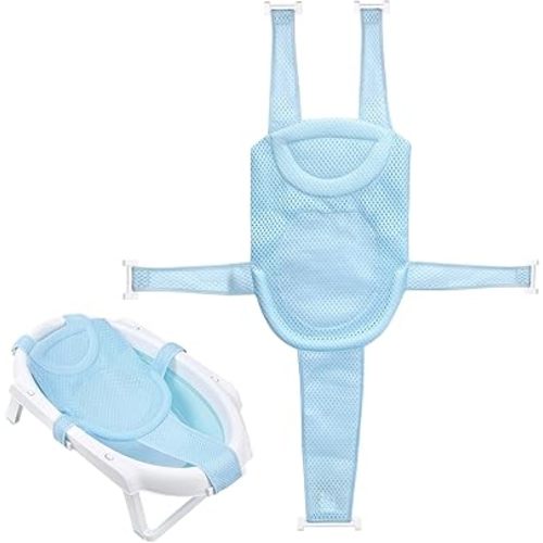 Colorlife Baby Bath Seat Support Net Infant Bathing Seat Support Mat, Adjustable Comfortable Non-Slip Five-Pointed Baby Shower Net Bathtub Sit Up Mesh for Newborn 0-12 Months-Blue(No Bathtub)