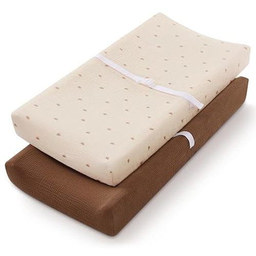 Blissful Diary Changing Pad Cover, 2 Pack (Sunshine & Brown)