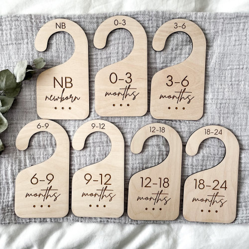 Classic Baby Closet Dividers | Infant Clothing Hangers | Nursery Clothes Hanger| Baby Shower Gift | Wooden Hangers | Milestones